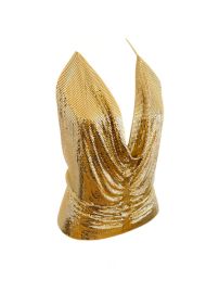Whiting Davis Gold Mesh Halter Top Mon Tigre at Mon Tigre