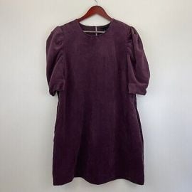 Who What Wear Knit Mini Dress Short Sleeve Balloon Sleeve Ribbed Plum XL eBay at eBay