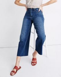 Wide-Leg Crop Jeans in Marsing Wash: Raw-Hem Edition MEDIA at Madewell