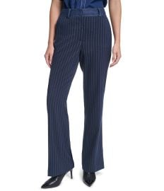 Wide Leg Denim Trim Pinstripe Pant Pants Shorts Karl Lagerfeld Paris at Karl Lagerfeld Paris