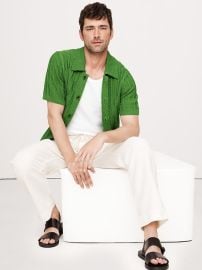 Wide-Ribbed Cotton Knit Shirt at Banana Republic