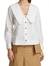 Wide Ruffle-Trimmed Collar Cotton Poplin Shirt at Saks Fifth Avenue