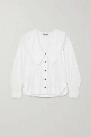 Wide Ruffle-Trimmed Collar Cotton Poplin Shirt by Ganni at Net A Porter