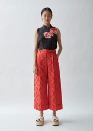 Wide Tailored Trouser W/ Marabou Trim at La Garconne