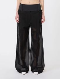 Wide-fit trousers in organza-feel cotton voile, black | Sportmax at Sportmax
