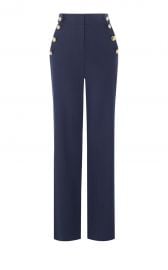 Wide leg button detail trousers at Karen Millen