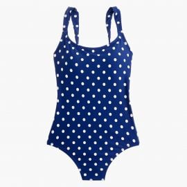 Wide-strap one-piece swimsuit in polka dot at J. Crew