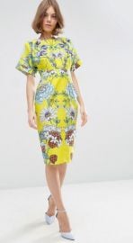 Wiggle Dress in Mirrored Floral Print at ASOS