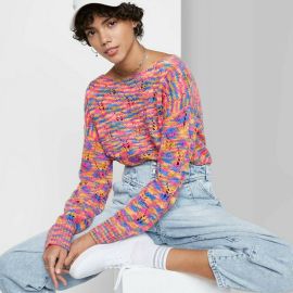 Wild Fable at Target Spacedye Boat Neck Pointelle Knit Pullover Sweater at Target