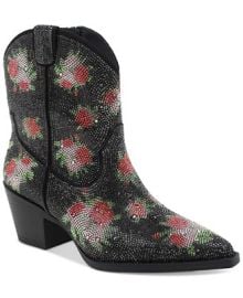 Wild Pair Lacey Floral Bling Booties Created for Macys - Macys at Macys