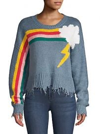 Wildfox - Rainbow Storm Fringe Hem Knit Sweater at Saks Off 5th