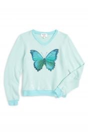 Wildfox  Baggy Beach - Blue Butterfly  Graphic Sweatshirt  Big Girls at Nordstrom