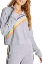 Wildfox Rainbow Half Zip Sweatshirt in Heather Size Medium at Nordstrom