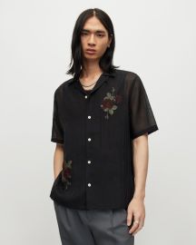 Wildrose Floral Embroidered Sheer Shirt Jet Black ALLSAINTS US at All Saints