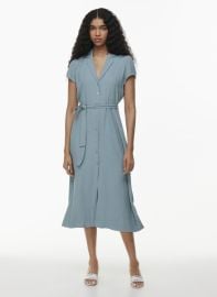 Wilfred Button up Crepe Shirt Dress in Slab Blue at Aritzia