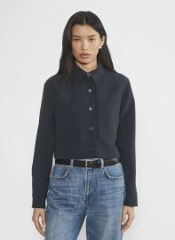 Wilfred Little Cropped Jacket in dark night navy at Aritzia