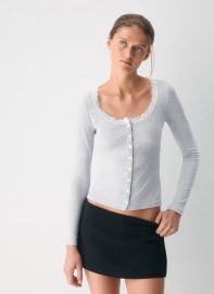 Wilfred at Aritzia GoodLux Berlin Longsleeve in Heather Chrome at Aritzia