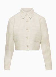 Wilfred at Aritzia Little Cropped Linen Jacket in Natural Ecru at Aritzia