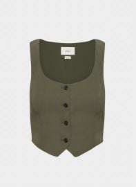Wilfred at Aritzia Rocco Vest in Dark Olive at Aritzia
