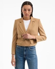 Wilkie Cropped Jacket in Light Brown at Veronica Beard