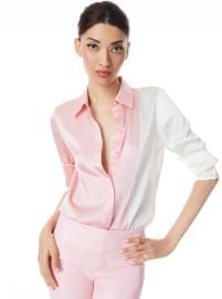 Willa Combination Placket Top In Petalecru Alice And Olivia at Alice + Olivia