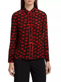 Willa Contrast Piping Silk Blouse at Saks Fifth Avenue