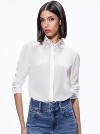 Willa Embellished Collar Top In Off White Alice And Olivia at Alice + Olivia