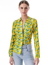 Willa Placket Top In Lemon Squeeze  Alice And Olivia at Alice + Olivia