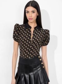 Willa Puff Sleeve Satin Blouse In Queen Bee Alice Olivia at Alice + Olivia