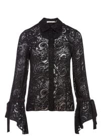 Willa Ruffle Cuff Blouse In Feminine Escape Sm Black Alice Olivia at Alice + Olivia