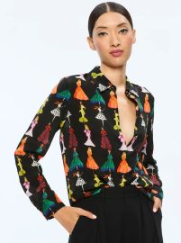 Willa Staceface Top In Romantic Stace Black Alice Olivia at Alice + Olivia
