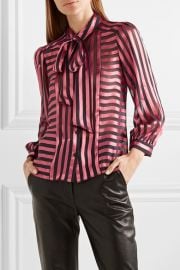 Willis pussy-bow striped satin Blouse by Alice + Olivia at Net A Porter