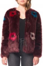 Willow   Clay Flower Faux Fur Jacket at Nordstrom