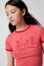 Wine And Dine Graphic Ringer Tee at Urban Outfitters