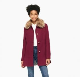 Wine Fur Collar Coat at Kate Spade