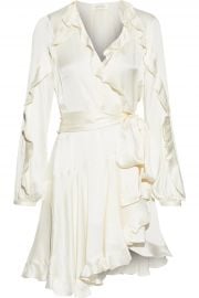 Winsome ruffled washed-silk mini wrap dress at The Outnet