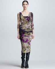 Winter Garden Print Surplice Dress by Jean Paul Gaultier at Neiman Marcus