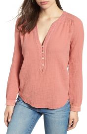 Winter Gauze Cotton Henley Top at Nordstrom