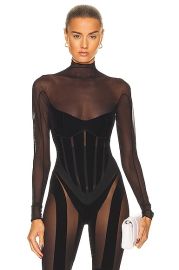 Wolford x Mugler Flock Shaping Bodysuit in Black FWRD at Forward