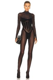 Wolford x Mugler Flock Shaping Catsuit in Black FWRD at Forward