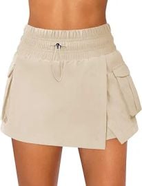 Women's Athletic Tennis Cargo Mini Skirt Skort for Women High Waisted Side Slit Pleated Golf Skater Skirts with Shorts Pocket at Amazon