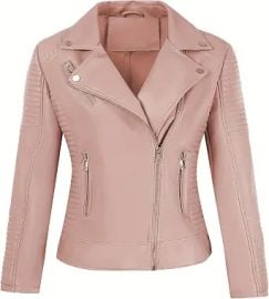 Women's Faux Leather Jacket Spring Motorcycle Biker Clothes Outfits Short Fashion PU Casual Coat at Amazon