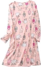 Women's Long Sleeve Cotton Nightgown Cute Short Sleep Shirt Soft Nightshirt Lightweight Pjs Cartoon Sleepwear at Amazon