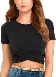 Women's Short Sleeve O Neck Crop Tops Summer Casual Loose Blouse Womens White Long Sleeve Athletic Shirt at Amazon