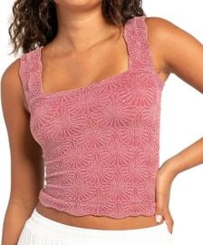 Women's Square Neck Wide Strap Crop Tank Tops Flower Going Out Tops Slim Fit Lettuce Trim Crop Cami Tops at Amazon