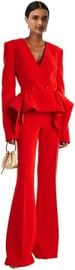 Women's Suit 2-Piece Festive Activities Double Breasted Buttons Ruffled Hem Jacket Pants at Amazon