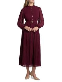 Women\'s Adira Long-Sleeve Belted Midi-Dress - Noir Berry - at Saks Fifth Avenue