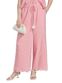 Women\'s Alba Eyelet Embroidered Gingham Cotton-Blend Pants - Lilac Opal Ivory - at Saks Fifth Avenue