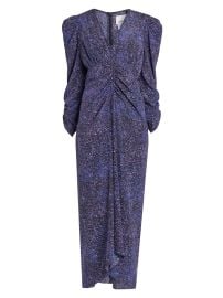 Women\'s Albini Printed Silk-Blend Midi-Dress - Midnight - at Saks Fifth Avenue