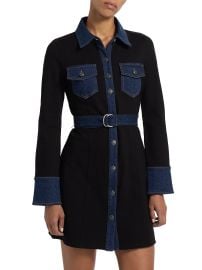 Women\'s Aliza Denim-Trimmed Minidress - Black Fontaine - at Saks Fifth Avenue